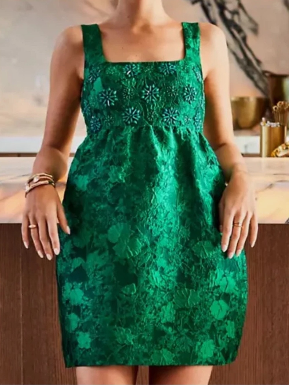 Lilly Pulitzer Brocade Evergreen Royal shimmer a line mini holiday dress women 6